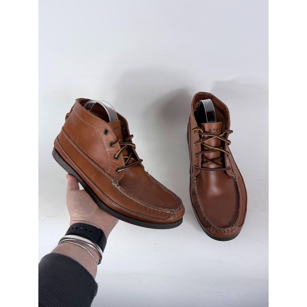 Sperry Top-Sider J. Crew Chukka Boots Men's 10 Brown Leather Lace-Up Round Toe